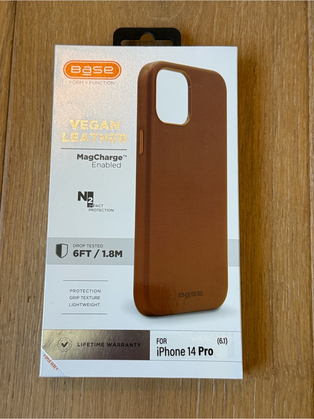 New Base Vegan Leather MagCharge Case for iPhone 14 Pro Case Brown Case